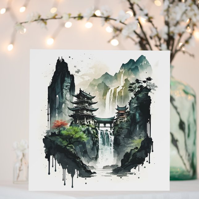 Ancient Chinese Ink Landscape with Waterfall Foam Board (In Situ (Wedding))