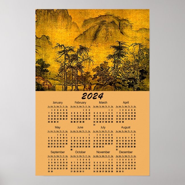 Ancient Chinese Landscape 2024 Calendar Poster