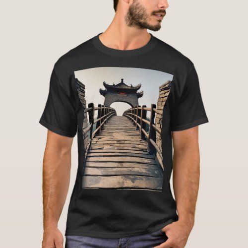 Ancient Chinese Paifang and Stone Bridge T_Shirt