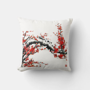 Ancient Chinese Plum Tree Throw Pillow