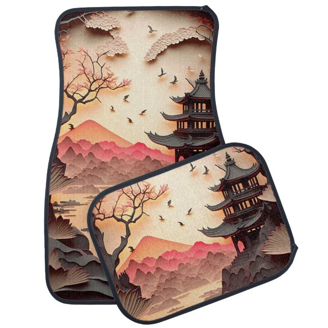 Ancient Chinese Scene Paper Cut Full Set Car Mats (Set)