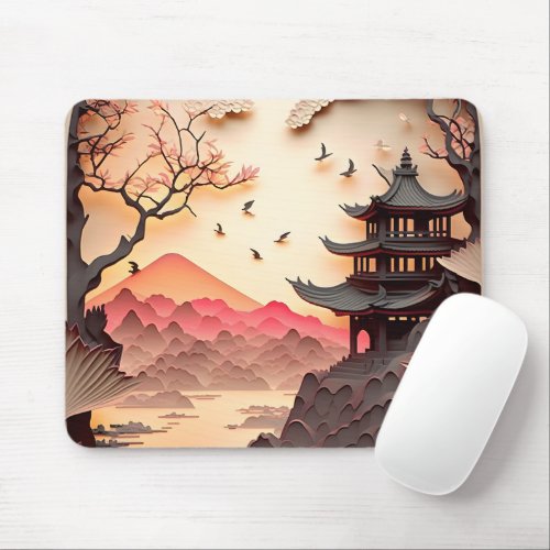 Ancient Chinese Scene Paper Cut Mousepad