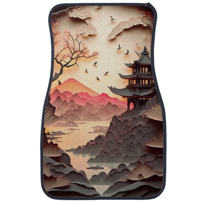 Ancient Chinese Scene Paper Cut Set of Car Mats