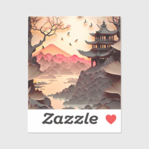 Ancient Chinese Scene Paper Cut Sticker
