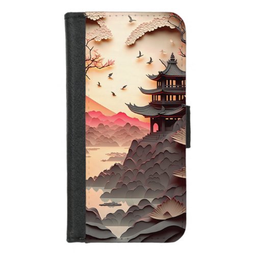 Ancient Chinese Scene Paper Cut Wallet Case