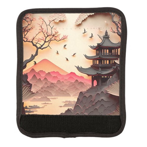 Ancient Chinese Scene PaperCut Luggage Handle Wrap