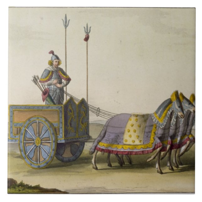 Ancient Chinese War Chariot, from 'Le Costume Anci Ceramic Tile (Front)