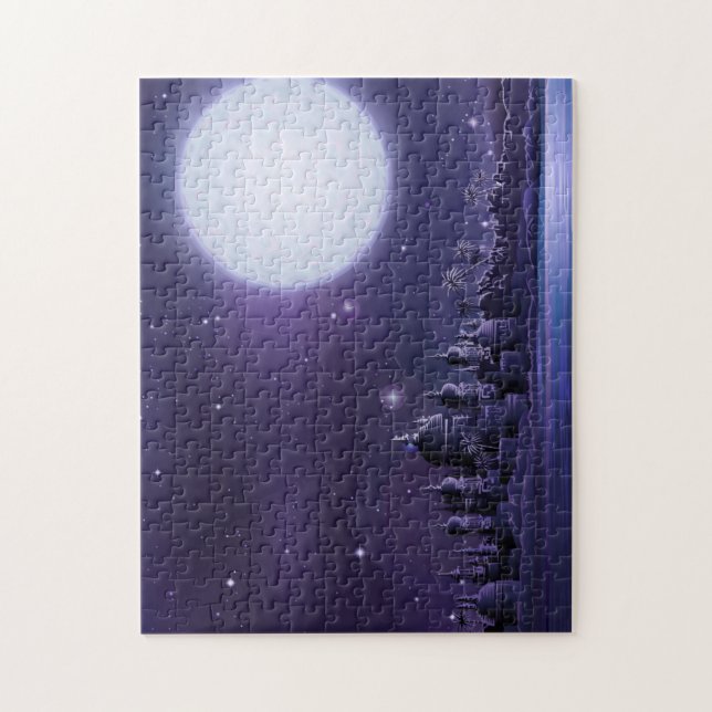 Ancient City Under a Full Moon Jigsaw Puzzle (Vertical)