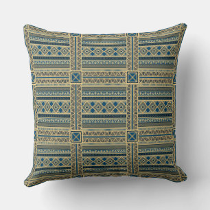 Ancient Clay Amulet: The Mali Earth-Tone Bogolanfi Throw Pillow