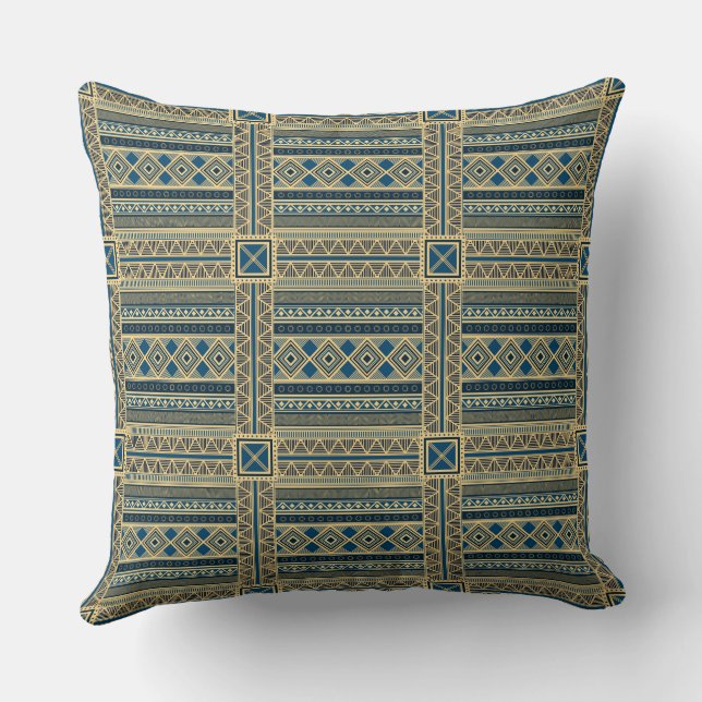 Ancient Clay Amulet: The Mali Earth-Tone Bogolanfi Throw Pillow (Back)
