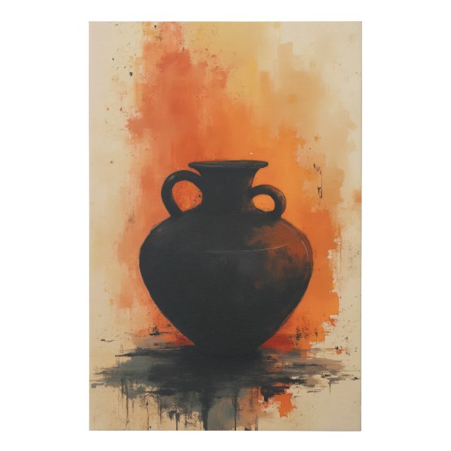 Ancient Clay Pottery Jar Faux Canvas Print (Front)
