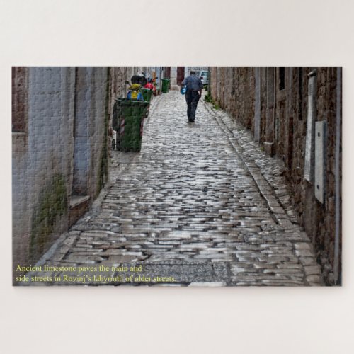 Ancient Cobblestone Street of Rovinj Croatia Large Jigsaw Puzzle