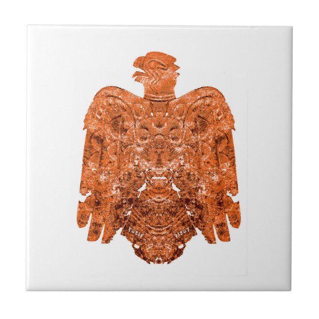 Ancient Copper Peoria Falcon Art  Ceramic Tile (Front)