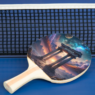 Ancient Cosmic Temple – Fantasy Galaxy Ruins Ping Pong Paddle