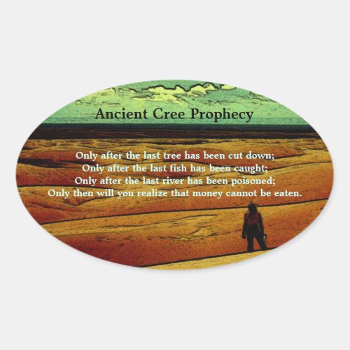 Ancient Cree Prophecy Oval Sticker