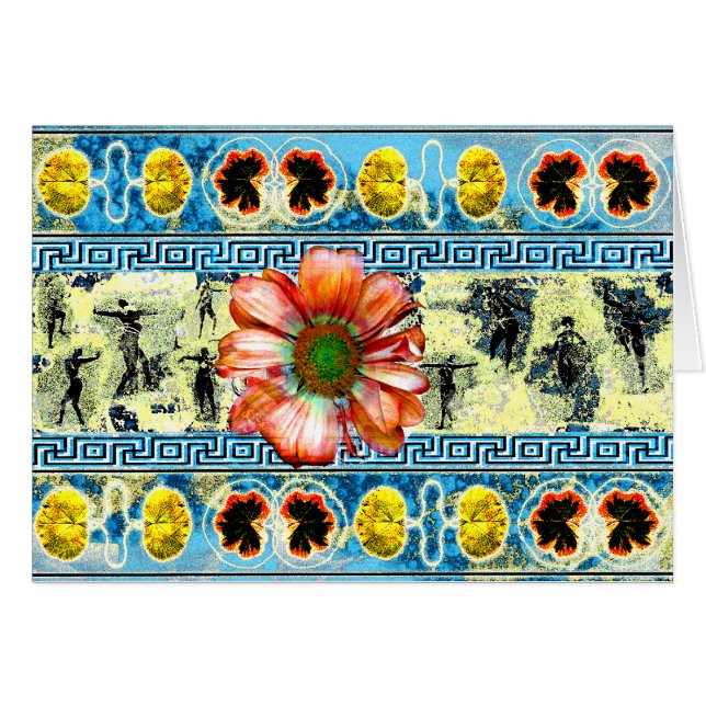 Ancient Dance flower pattern & dancers Cards (Front Horizontal)