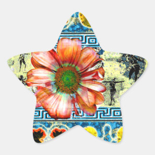 Ancient Dance Orange Daisy Star Sticker
