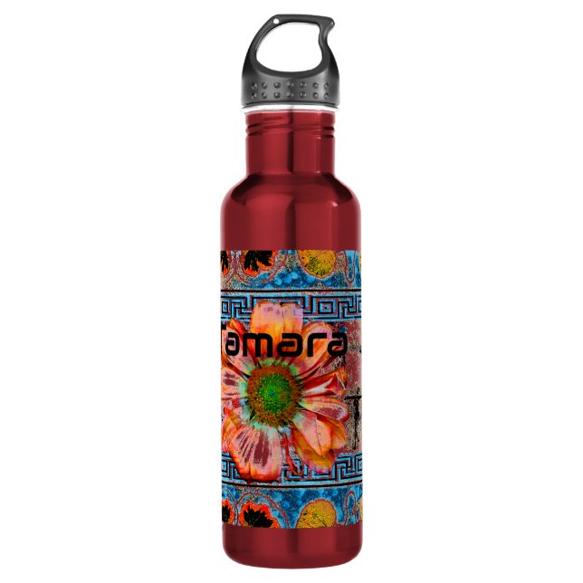 Ancient Dance with figures and a flower Stainless Steel Water Bottle (Front)