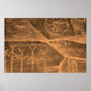 ancient design on the cave wall. history of antiqu poster