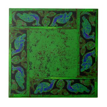 Ancient Designs In Emerald Fourth Of Four Ceramic Tile by OldArtReborn at Zazzle