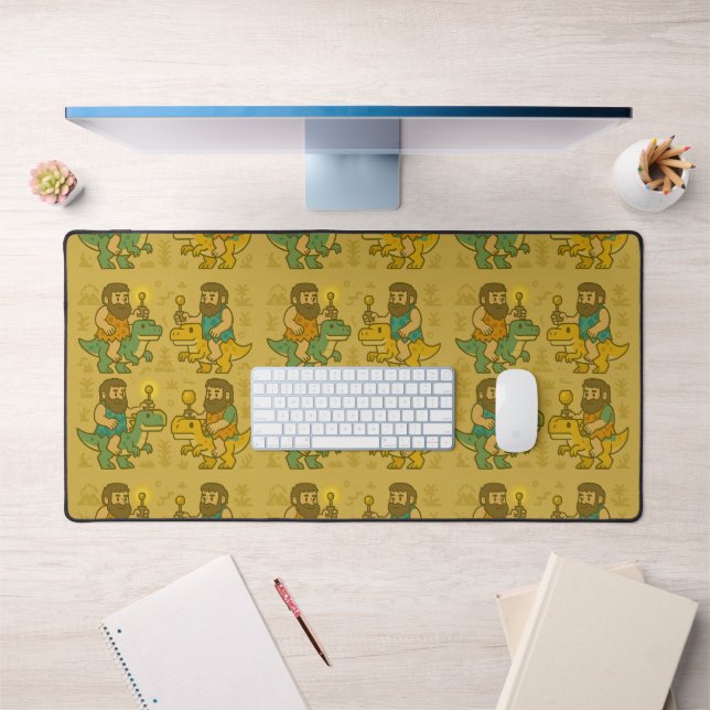 Ancient Dinosaur Rider with Glowing Staff Art Desk Mat (Office 1)