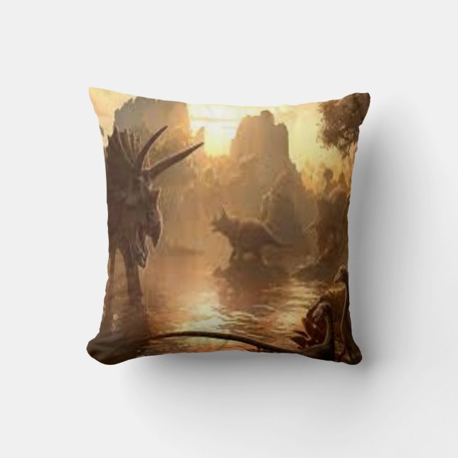 ancient dinosaur throw pillow (Front)