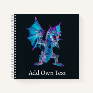 Ancient Dragon Relic Blue Fire Fantasy Manuscript  Notebook