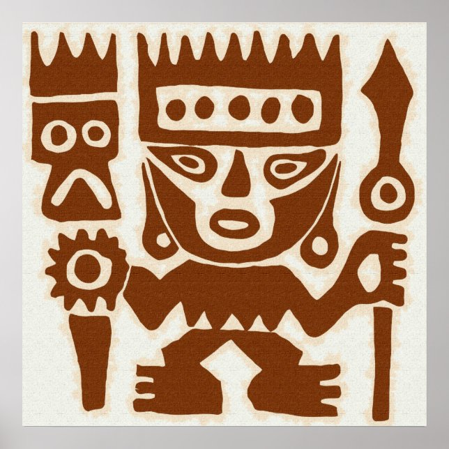 Ancient drawing Peru Warrior  square Poster (Front)
