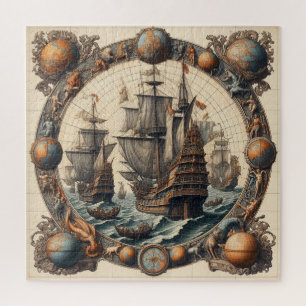 Ancient Dutch (Netherlands) Sailing Ships 3 Jigsaw Puzzle