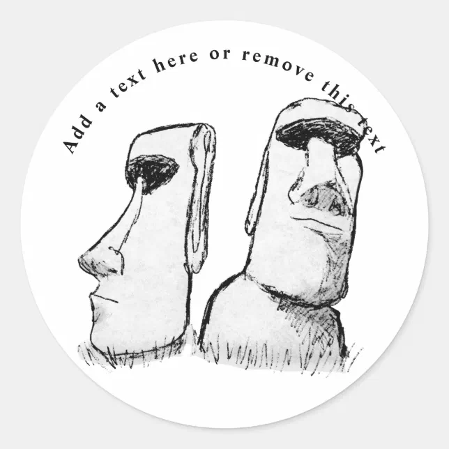 Ancient Easter Island Statues Sketch Classic Round Sticker Zazzle
