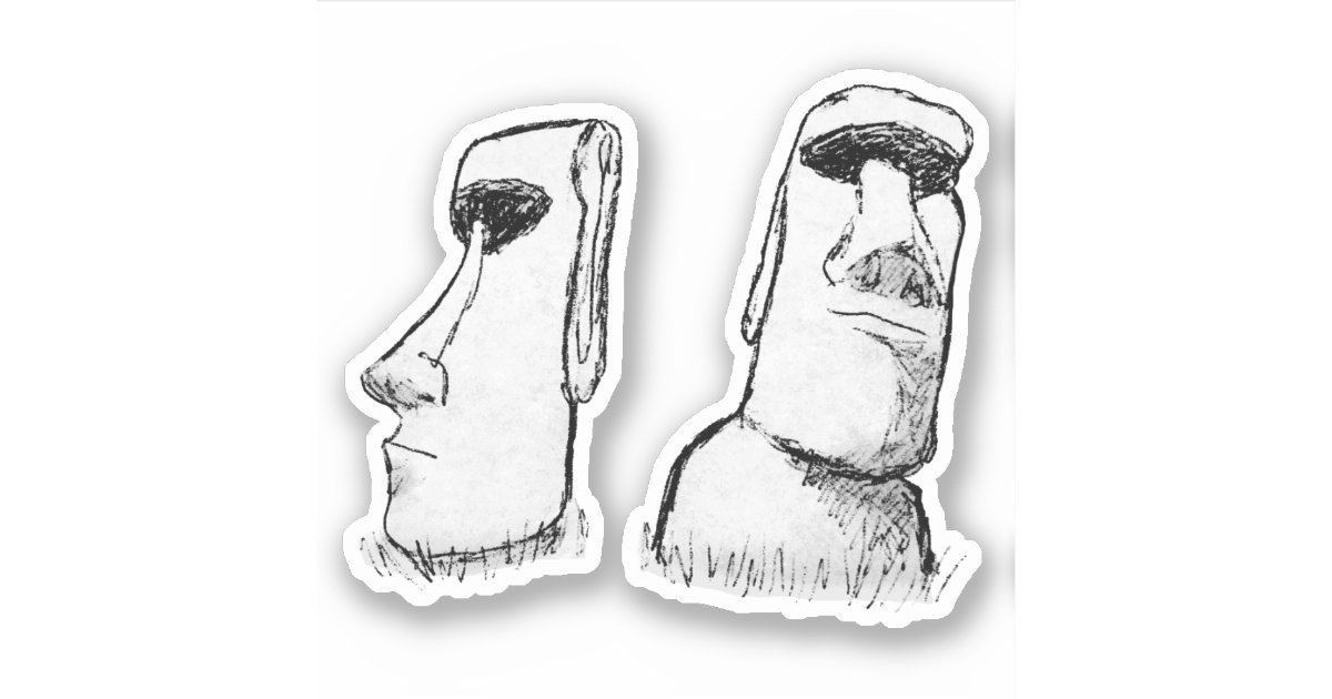 Ancient Easter Island Statues Sketch Sticker Zazzle