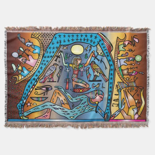 Ancient Egypt Art God Geb Supports Nut in Heaven Throw Blanket