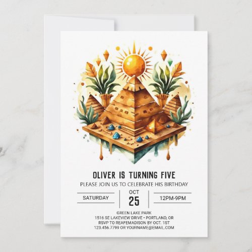 Ancient Egypt Chic Elegant Pyramids Birthday Invitation