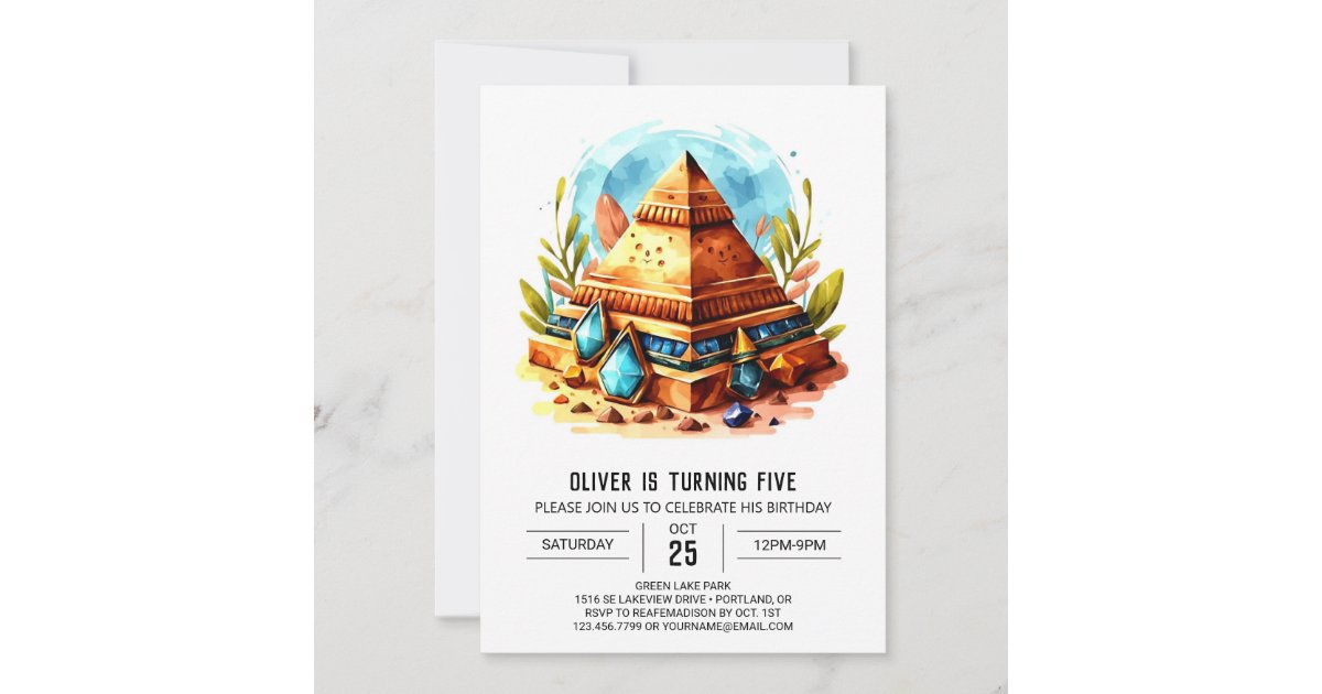 Ancient Egypt Custom Modern Pyramids Birthday Invitation | Zazzle