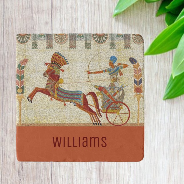 Ancient Egypt Earth Tones Chariot Scene Trivet (Bookmark my store! https://www.zazzle.com/store/capricepetit)