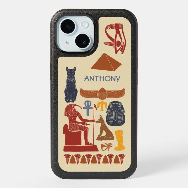 Ancient Egypt Egyptian Graphics Collage iPhone 15 Case (Back)