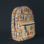Ancient Egypt Egyptian Graphics Collage Printed Backpack<br><div class="desc">This backpack is ready to be personalized with a name in light blue lettering set inside and Egyptian cartouche style frame on the front pocket. The name accompanies a collage of graphics inspired by ancient Egypt. My illustrations depict the god Thoth, the cat goddess Bastet, the sacred scarab beetle, the...</div>