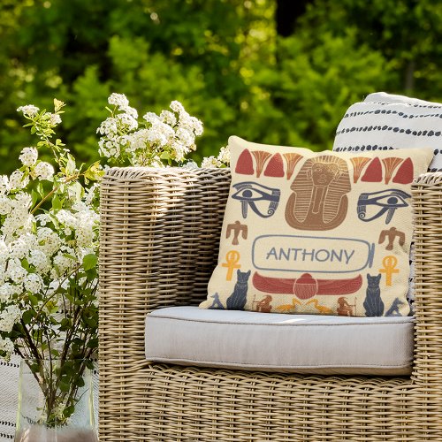 Ancient Egypt Egyptian Graphics Collage Throw Pillow
