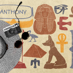 Ancient Egypt Egyptian Graphics Themed Beach Towel