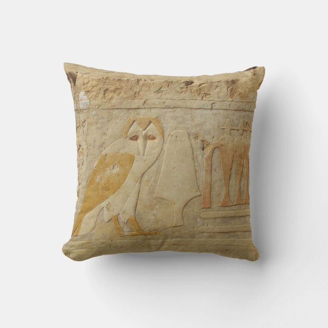 Ancient Egypt Egyptian hieroglyph Owl God Throw Pillow (Front)