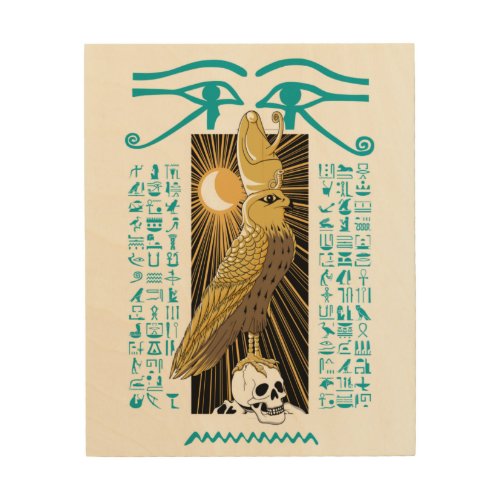 Ancient Egypt Falcon God Horus Wood Wall Art