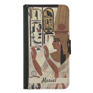Ancient Egypt Goddess Black and Beige Samsung Galaxy S5 Wallet Case