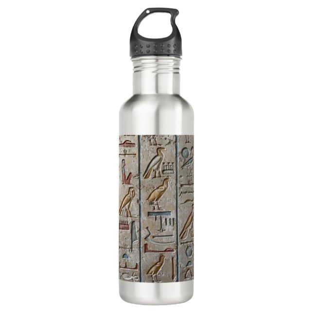 Ancient Egypt Hieroglyphic Engraving Pharoah pGift Stainless Steel Water Bottle (Front)
