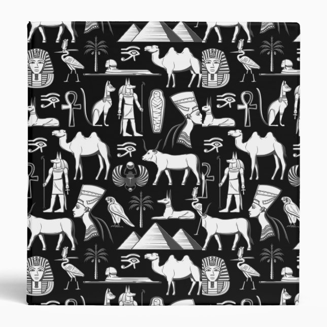 Ancient Egypt Hieroglyphic Symbol Pattern      3 Ring Binder (Front)