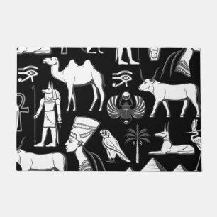 Ancient Egypt Hieroglyphic Symbol Pattern Doormat