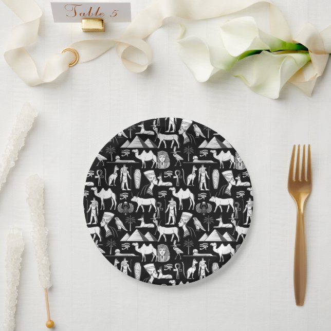 Ancient Egypt Hieroglyphic Symbol Pattern        Paper Plates (Wedding)