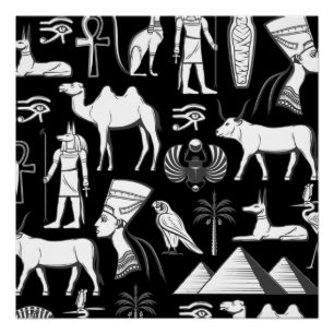 Ancient Egypt Hieroglyphic Symbol Pattern Poster