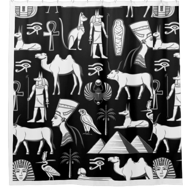 Ancient Egypt Hieroglyphic Symbol Pattern  Shower Curtain (Front)
