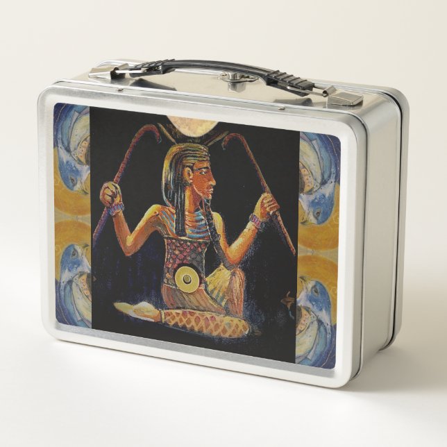 Ancient Egypt Isis Osiris Maureen Girard Goddess  Metal Lunch Box (Back)