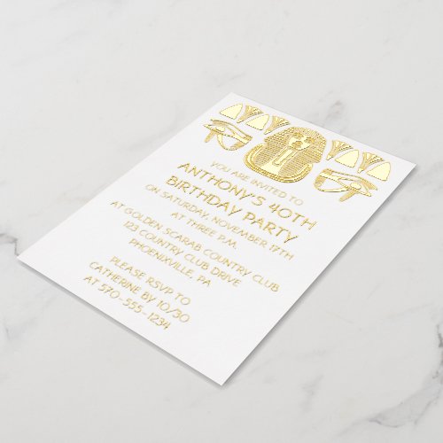 Ancient Egypt King Tut Themed Custom Party Foil Invitation